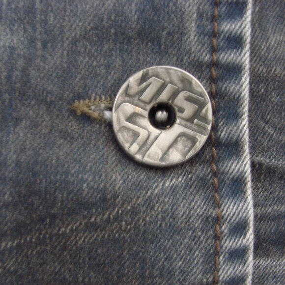 Vintage Y2K Miss Sixty Jacket Denim Jean Distressed Utility Gray Blue Medium - Picture 7 of 16